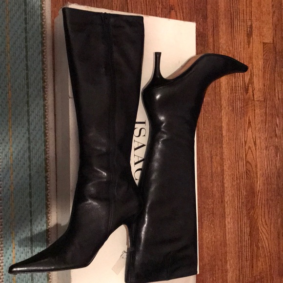 IsaacMizrahi Hi Black Leather Boot - Picture 3 of 7